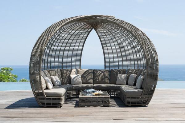 Malta Outdoor Daybed Wicker With Canopy, Outdoor Daybeds With Canopy