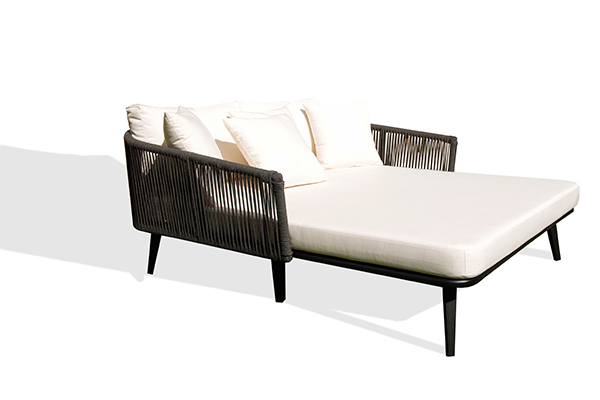 Outdoor daybed teak with rope and sunbrella