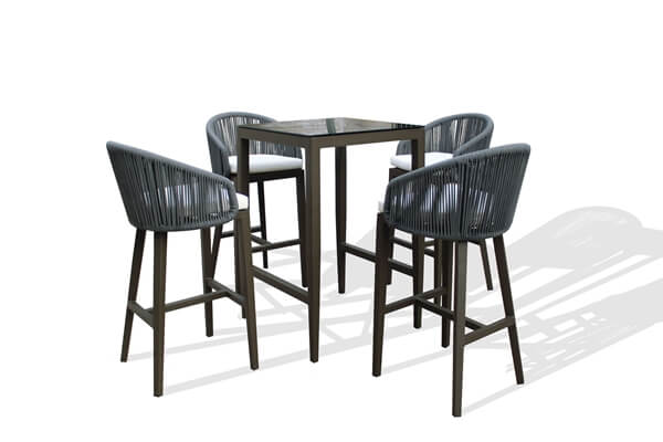 Outdoor bar height dining set for 4 teak wood