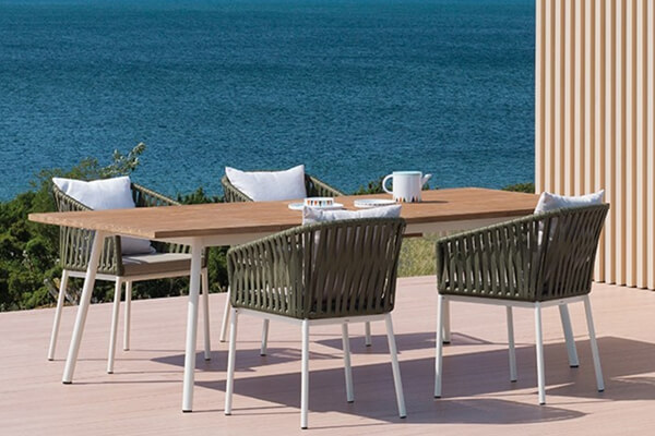 Outdoor dining set rectangle with teak wood