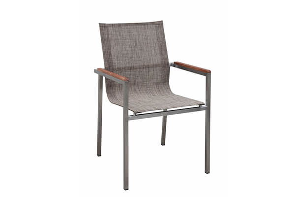 Stainless Steel Outdoor Chair with Teak Armrest