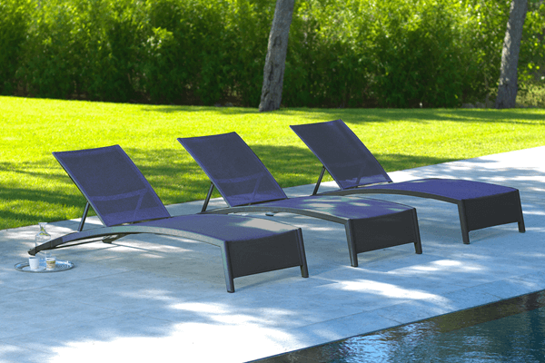 Outdoor Sun Lounge with Waterproof Textilene for Pool