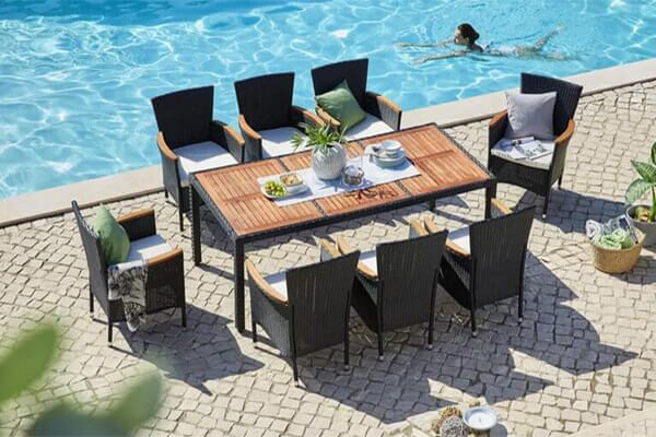 Rattan Patio Furniture set with Cushions 9 PCS