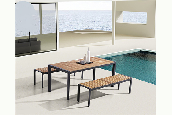 Modern Teak outdoor dining set with bench
