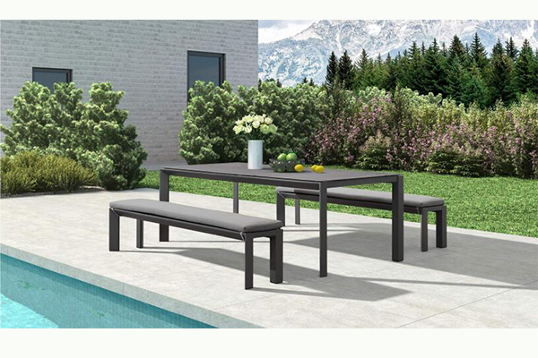 Modern Teak outdoor dining set with bench