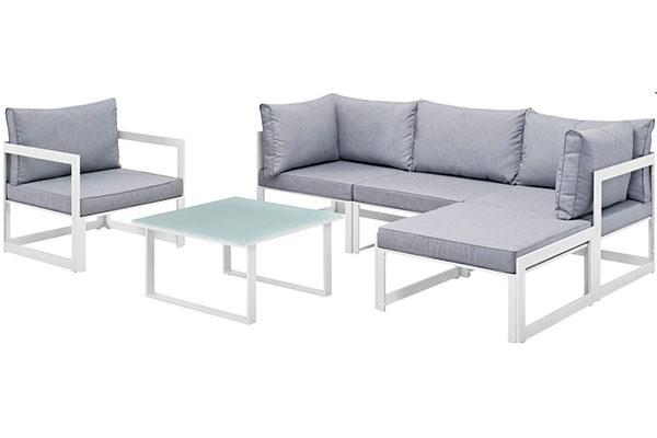 Outdoor Patio Couch Set With Tempered Glass Table-King Arts