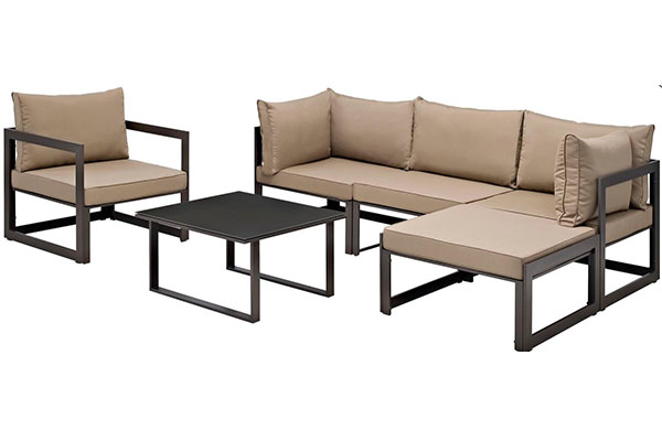 Outdoor Patio Couch Set With Tempered Glass Table-King Arts