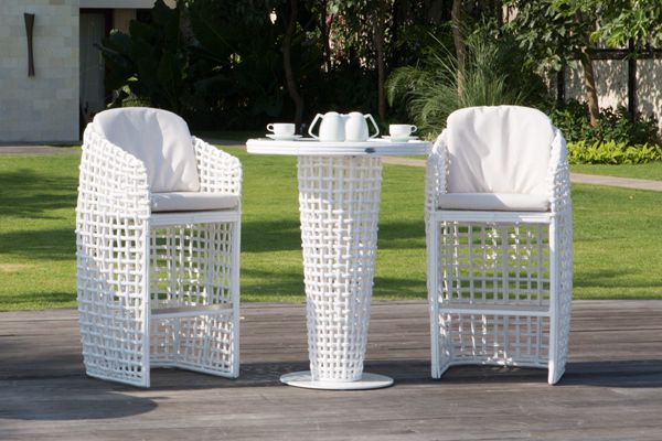 Outdoor Bar Set With Circle Wicker and Sunbrella Cushion