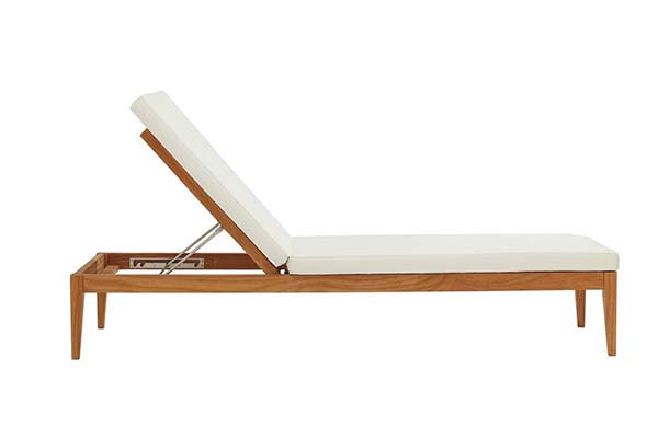 Teak Outdoor Chaise Lounge With Sunproof Cushion
