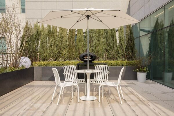 White Outdoor Dining Set With Round Table