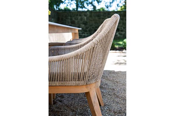 Wooden Outdoor Lounge Chairs With Rope Woven