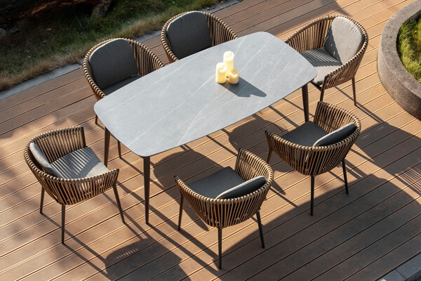 Outdoor Ceramic Garden Table Set For 6 People