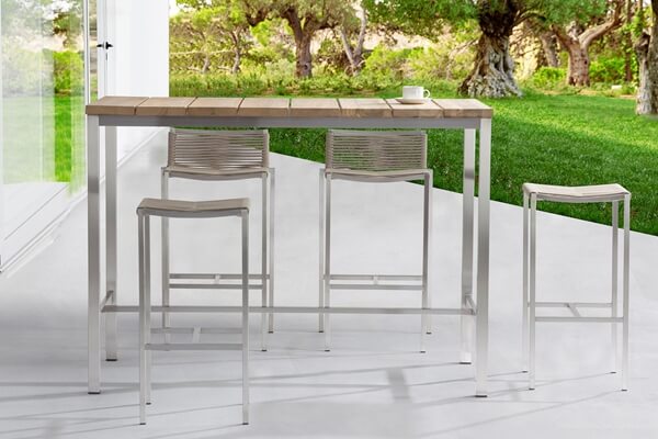 Outdoor Barstool With Stainless Steel Frame, Outdoor Furniture Stainless Steel Frame
