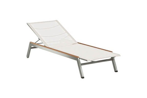 Commercial grade pool lounge chairs steel outdoor sunlounger with teak wood