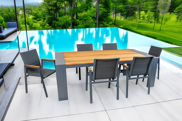 Wholesale outdoor furniture suppliers China|Outdoor teak table dining set with chairs