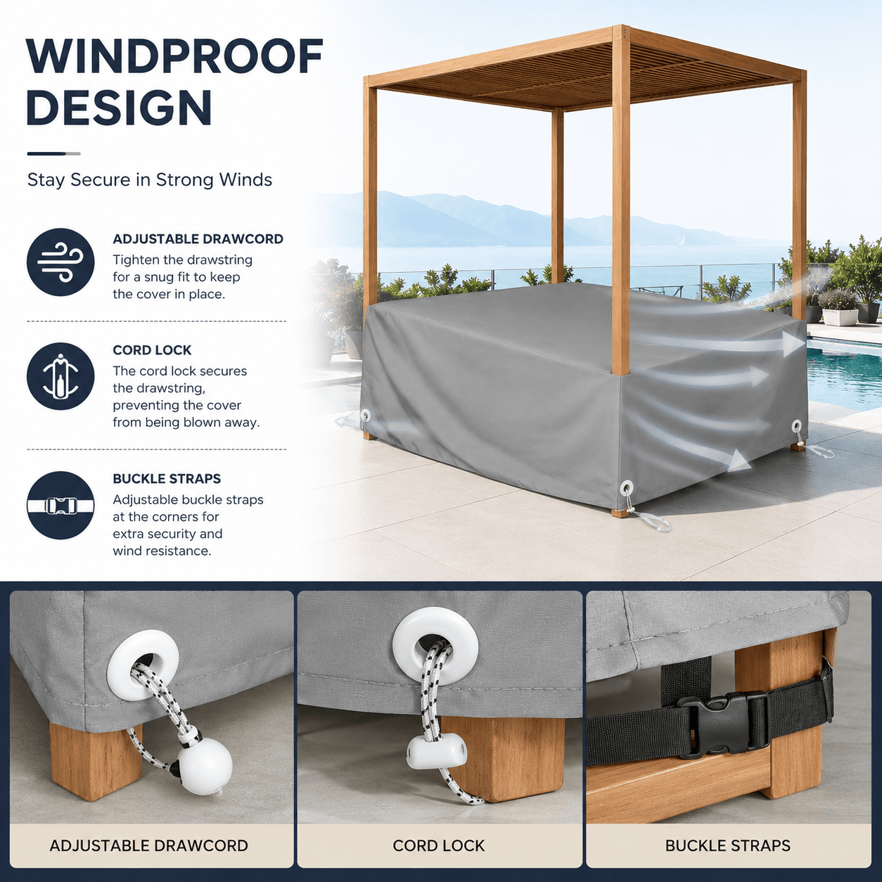 Durable Outdoor Furniture Cover for Daybed Sunlounger Set-Hotel & Villa Use